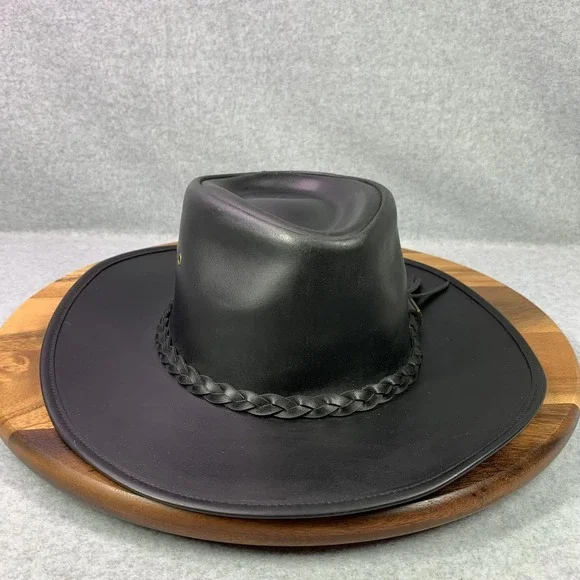 Cov-Ver Hat Cowboy Fitted Mens X-Large Black Leather Water Repellent Shapeable